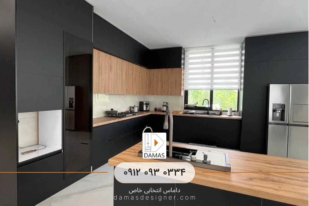 قیمت کابینت مدرن مشکی و طرح چوب در کرج